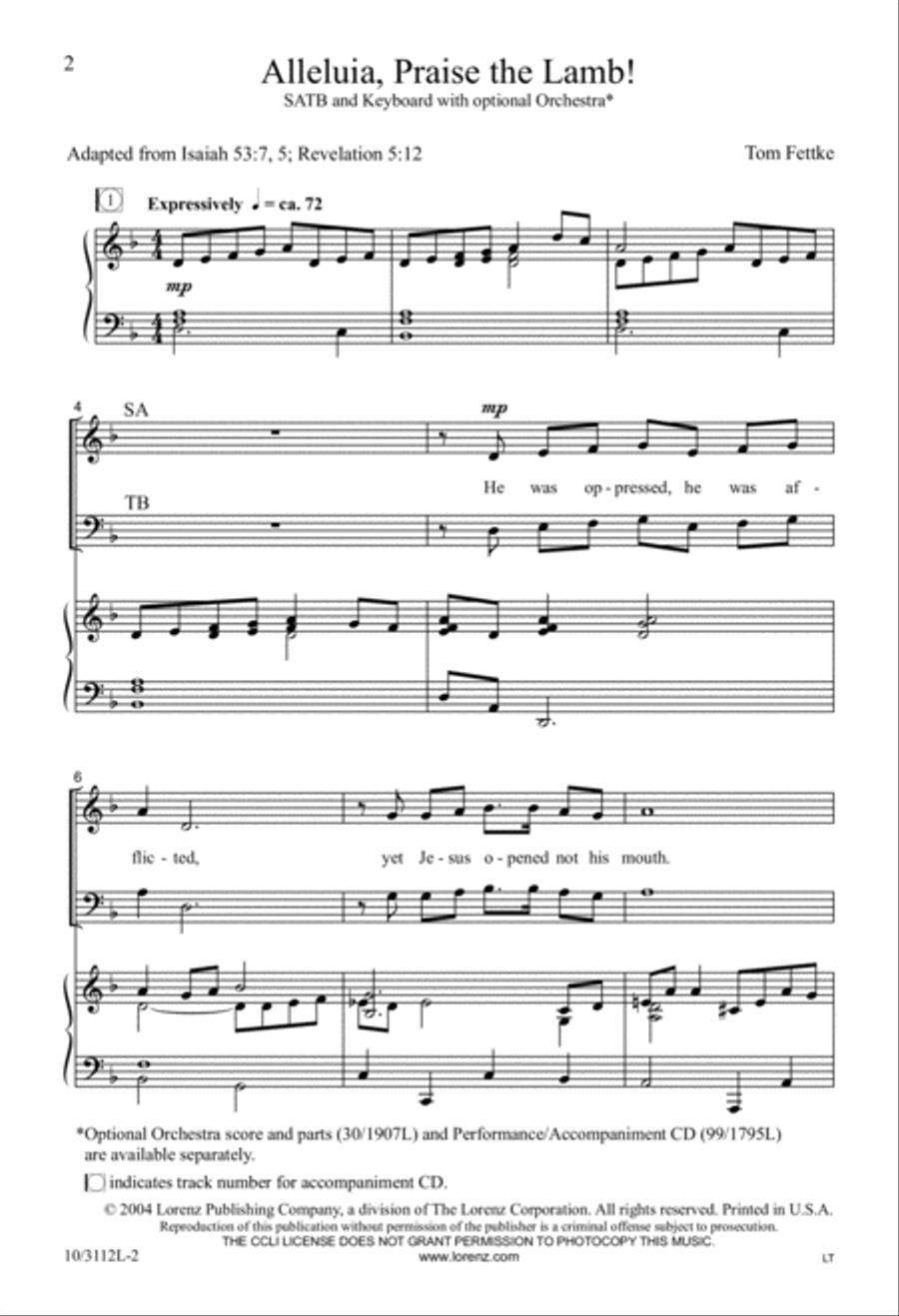 Alleluia, Praise the Lamb! 4-Part scores gallery preview page 2