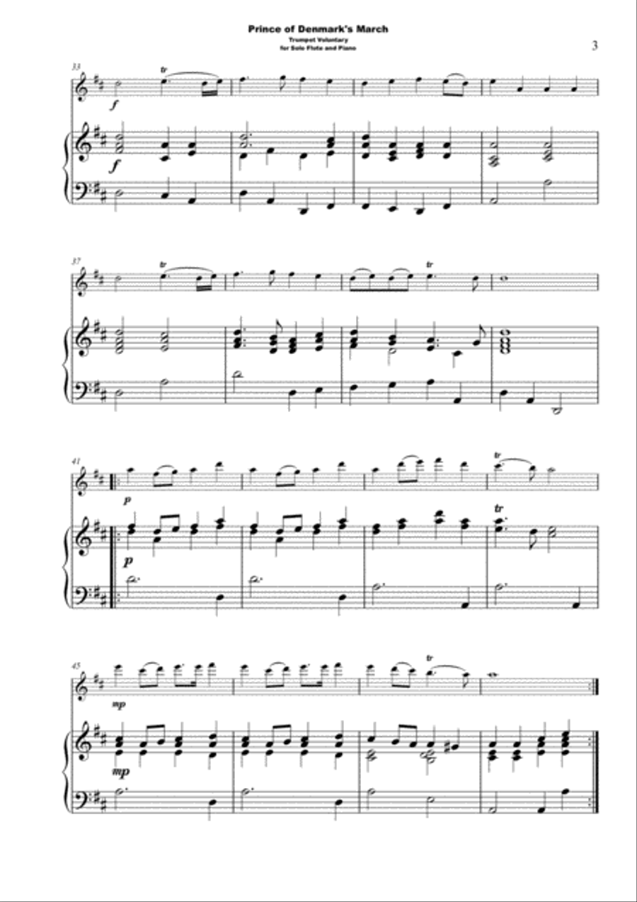 Trumpet Voluntary, (Prince of Denmark's March), for Solo Flute and Piano Flute Solo scores gallery preview page 4