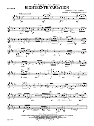 Eighteenth Variation (from Rhapsody on a Theme of Paganini): 1st Violin