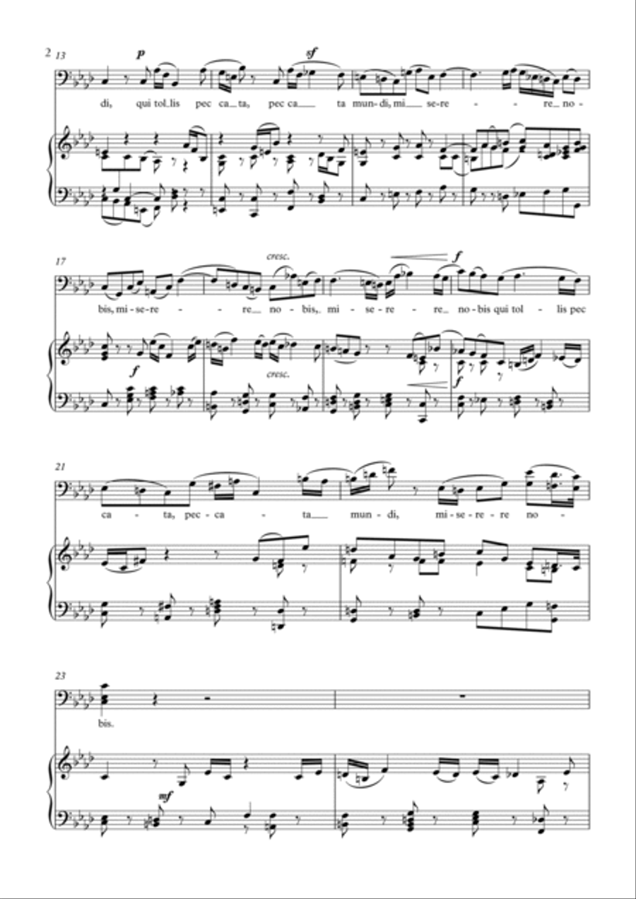 Aria (Agnus dei) from the Mass in B Minor (BACH) - Baritone_Fm Piano, Vocal, Guitar scores gallery preview page 2