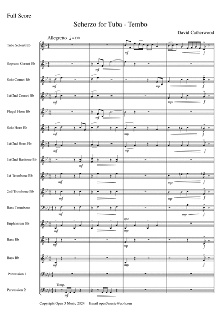 Scherzo for Tuba (Eb Bass) and Brass Band - Tembo by David Catherwood image number null