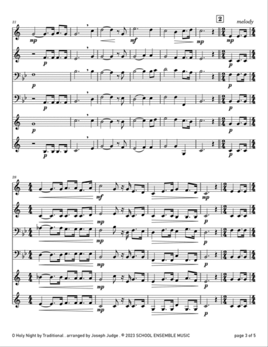 O Holy Night for Brass Quartet in Schools Brass Quartet scores gallery preview page 3