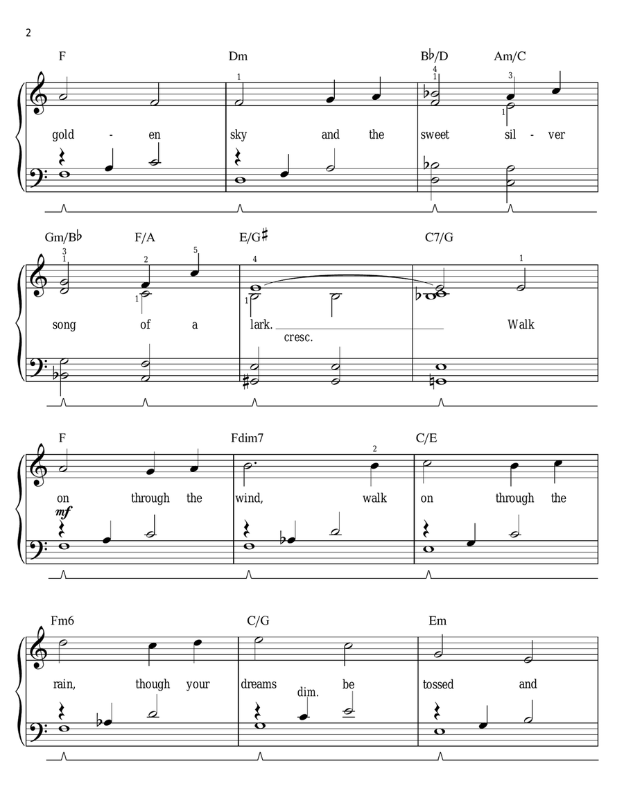 You'll Never Walk Alone (from Carousel) (arr. Phillip Keveren) Easy Piano scores gallery preview page 2