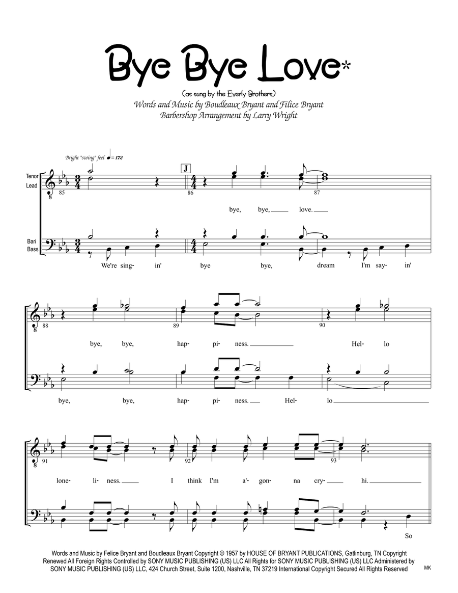 Bye Bye Love TTBB scores gallery preview page 1