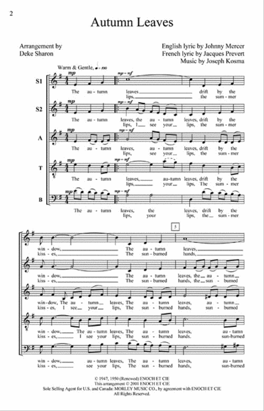 Autumn Leaves SSATB scores gallery preview page 2