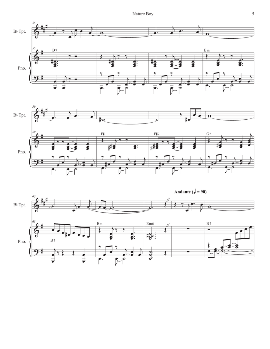 Nature Boy B-Flat Trumpet scores gallery preview page 5