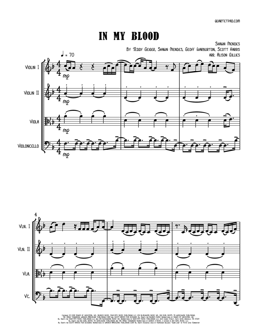 In My Blood String Trio scores gallery preview page 1