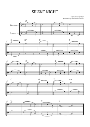 Silent Night for bassoon duet • easy Christmas song sheet music (w/ chords)