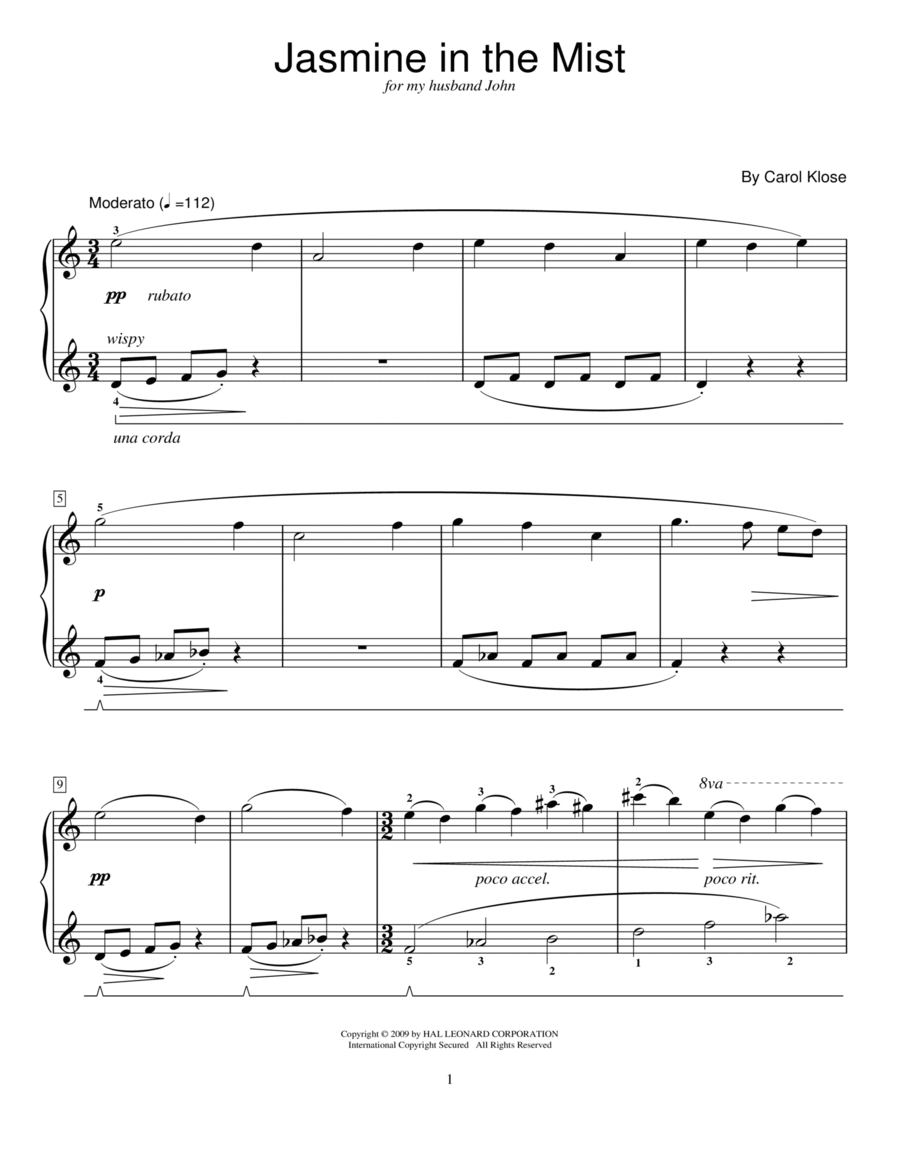 Jasmine In The Mist Piano Method scores gallery preview page 1