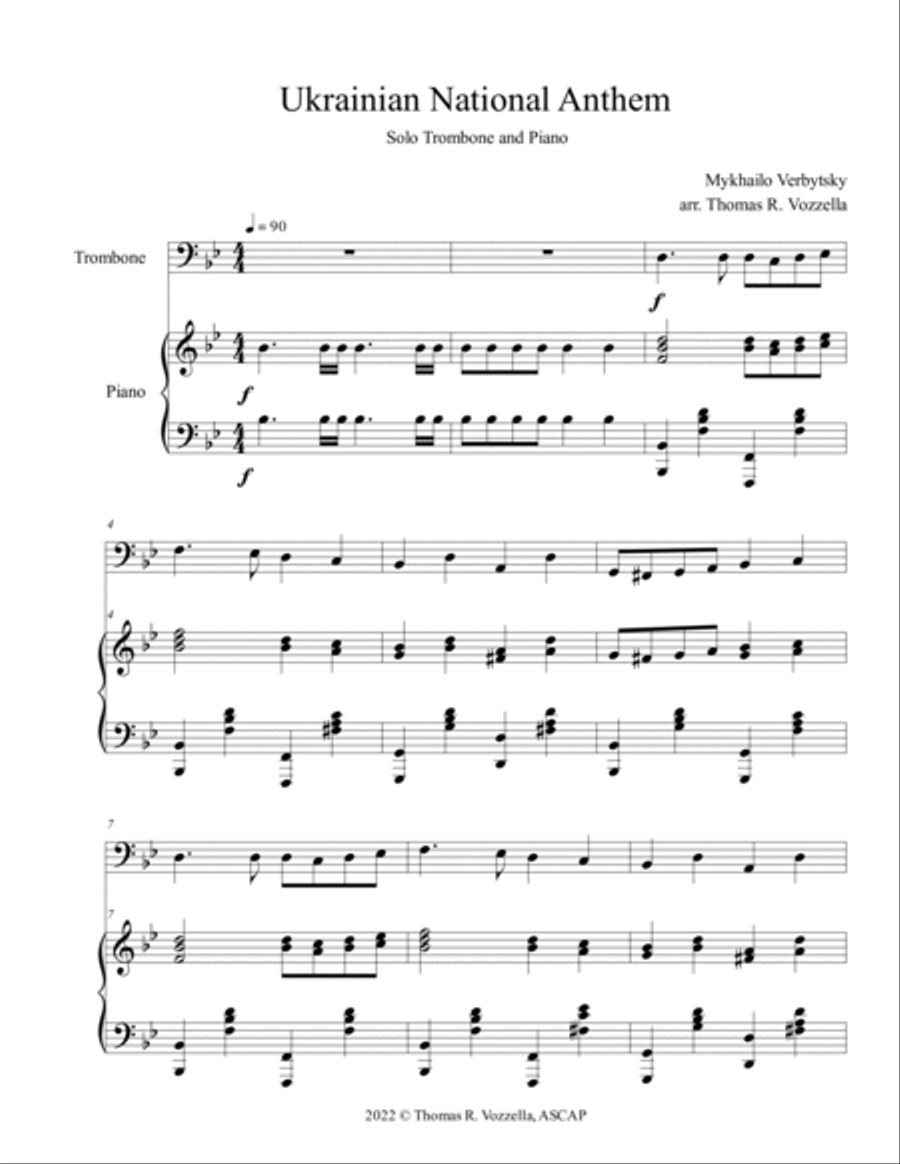 Ukrainian National Anthem (Trombone and Piano) image number null