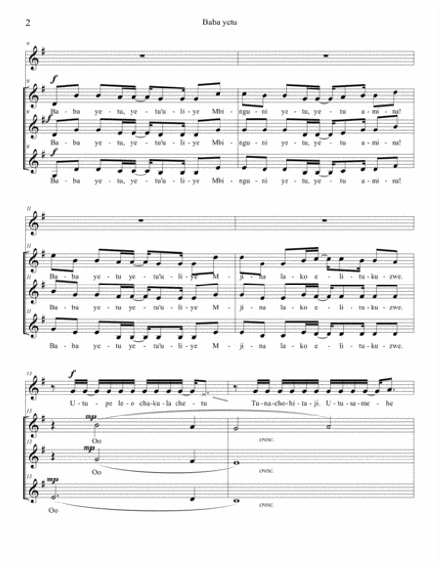 Baba Yetu Baba Yetu SSA scores gallery preview page 2