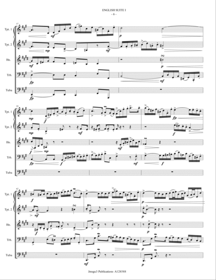 BACH: The Six English Suites Complete BWV 806-811 for Brass Quintet Brass Quintet scores gallery preview page 6