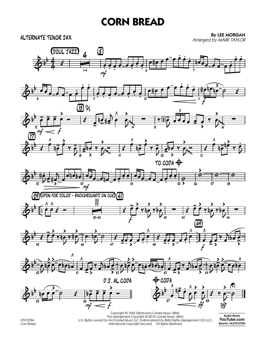 Corn Bread - Alternate Tenor Sax Jazz Ensemble scores gallery preview page 1