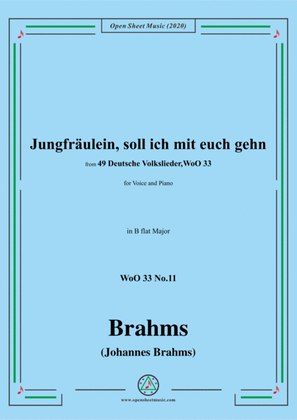 Book cover for Brahms-Jungfräulein,soll ich mit euch gehn,WoO 33 No.11,in B flat Major,for Voice&Pno