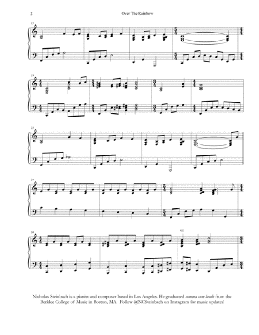 Over The Rainbow (from The Wizard Of Oz) Piano Solo scores gallery preview page 2