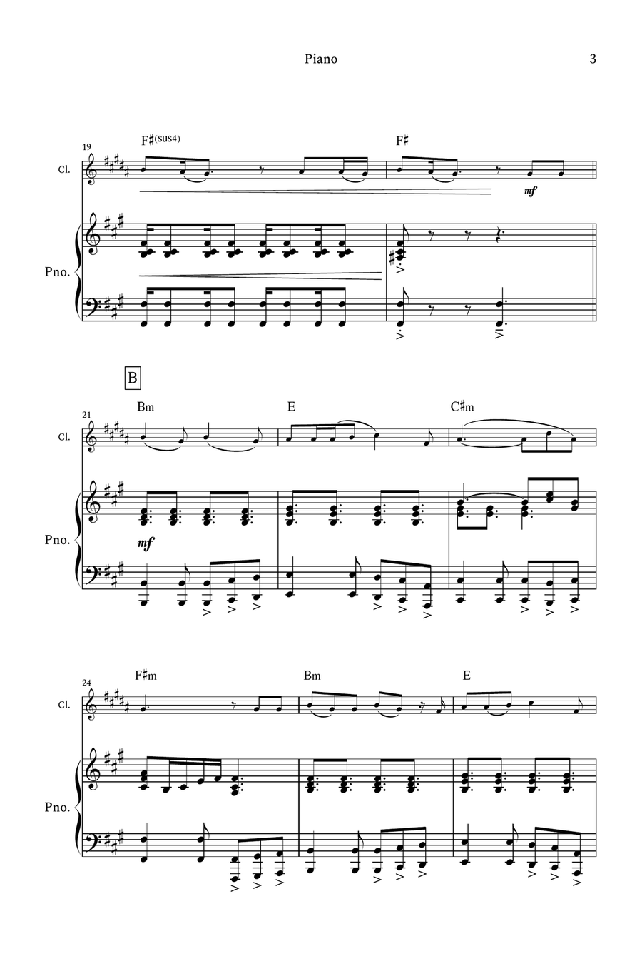 Die With A Smile B-Flat Clarinet scores gallery preview page 3
