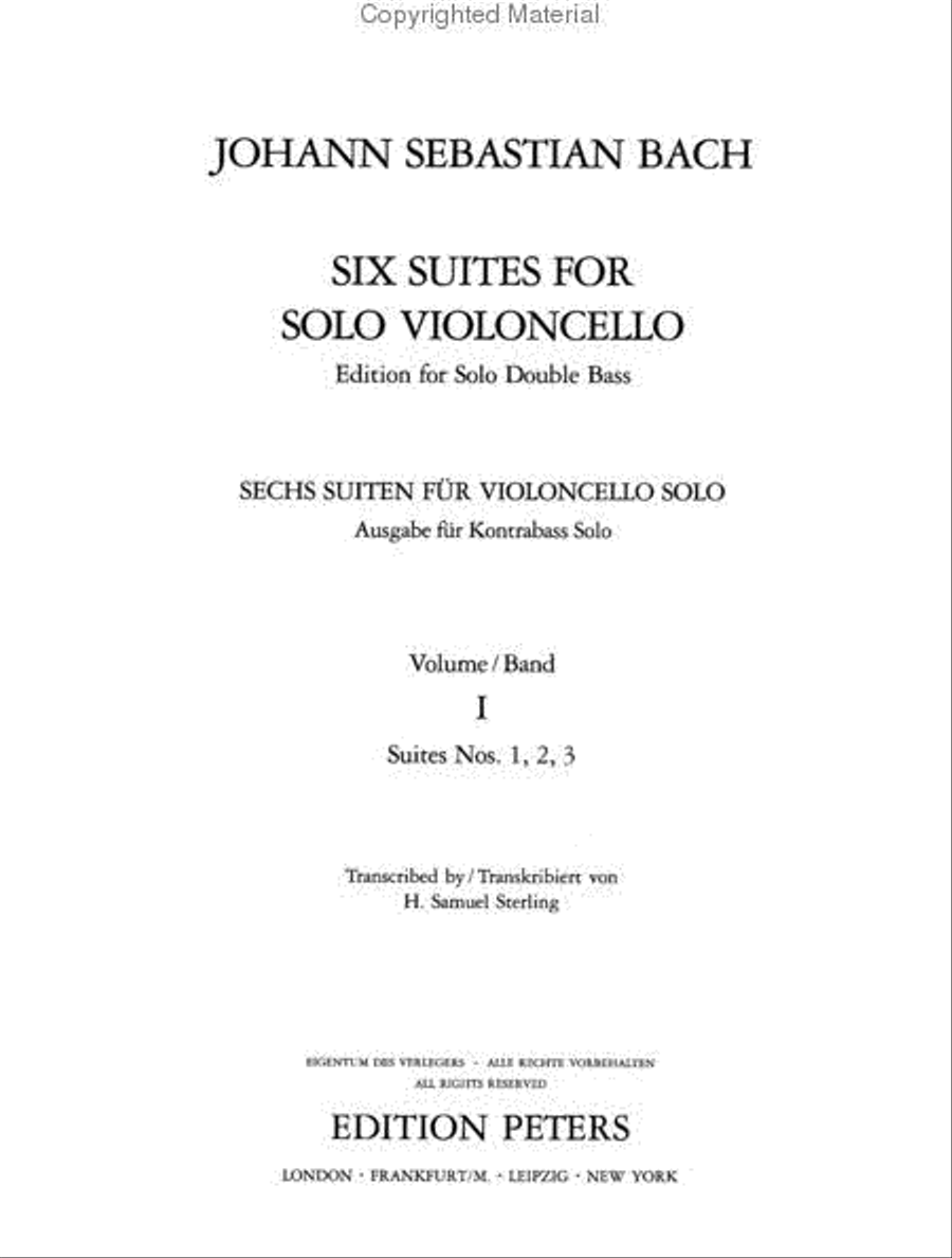 Suites (Sonatas) - Arranged For Double Bass