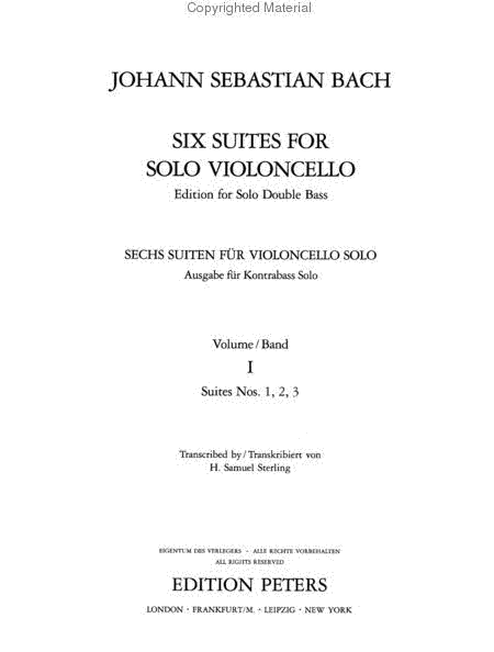 Suites (Sonatas) - Arranged For Double Bass by Johann Sebastian Bach Double Bass - Sheet Music