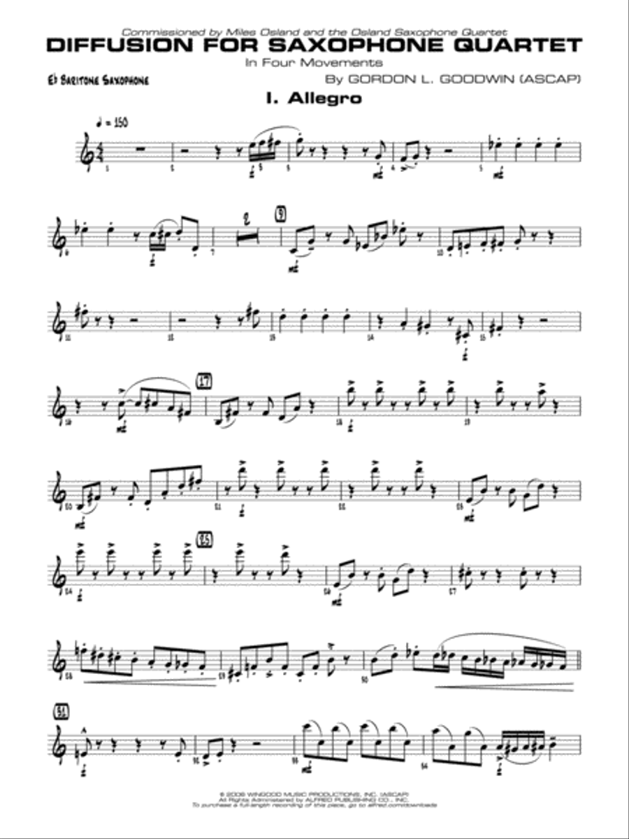 Diffusion for Sax Quartet: E-flat Baritone Saxophone Saxophone Quartet scores gallery preview page 2