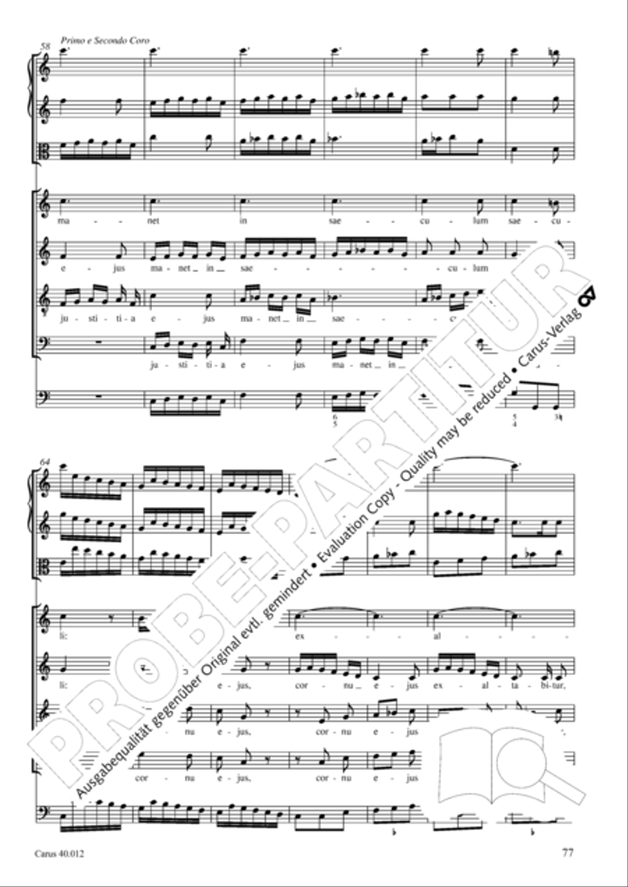 Beatus vir (How blest is he) Psalm 111 4-Part scores gallery preview page 78
