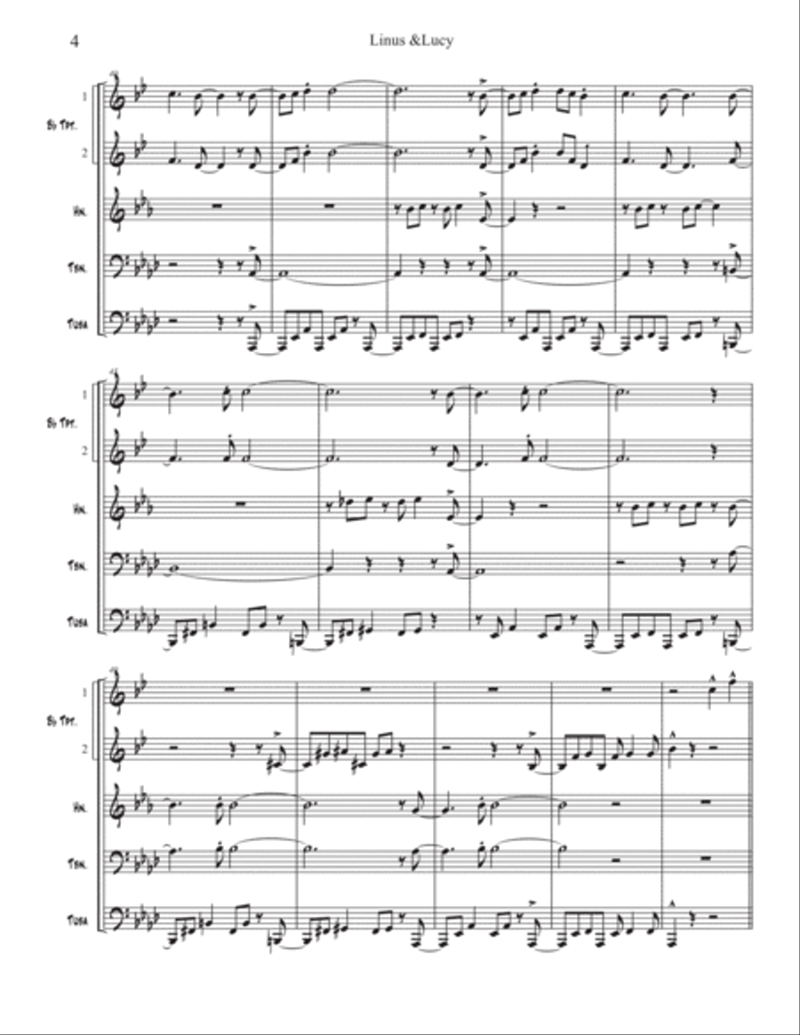 Linus And Lucy Brass Quintet scores gallery preview page 4