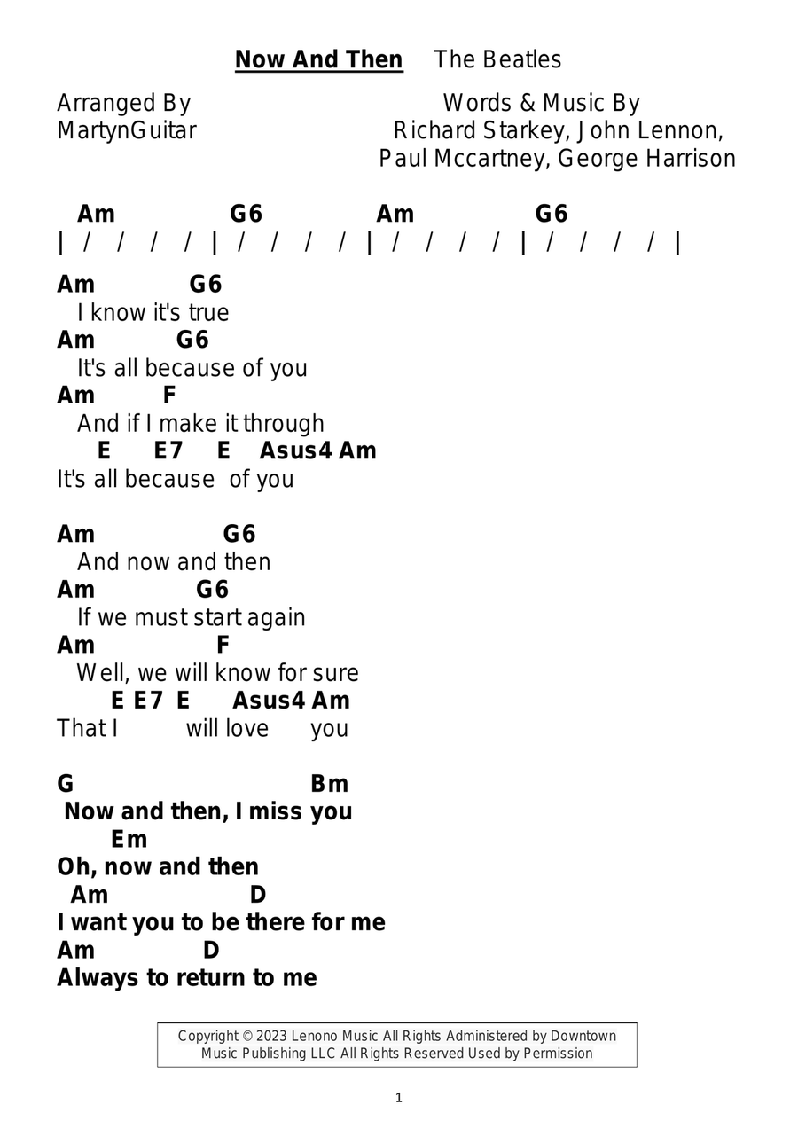 Now And Then Acoustic Guitar scores gallery preview page 1