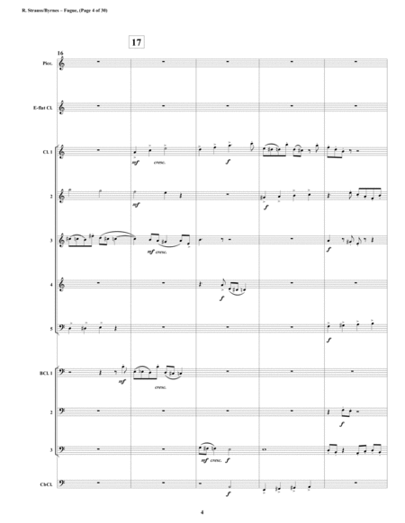 Fugue in A Minor by Richard Strauss for Clarinet Choir+ Piccolo image number null