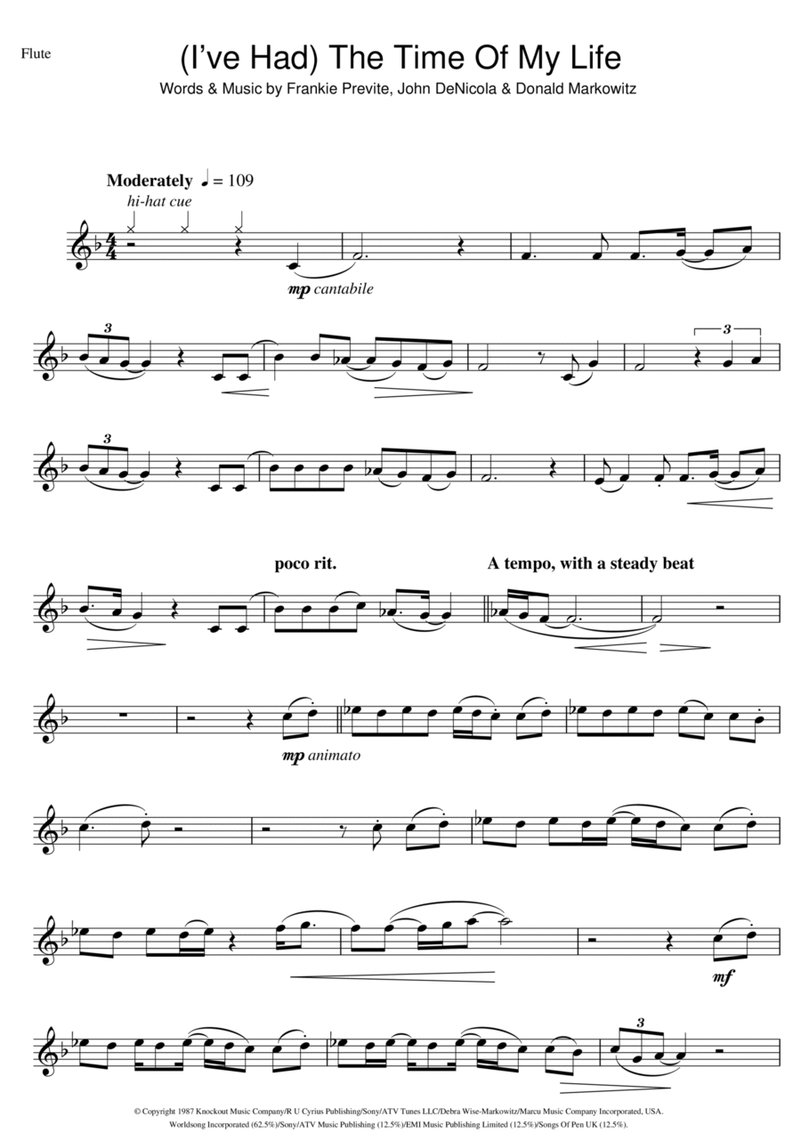 (I've Had) The Time Of My Life Flute Solo scores gallery preview page 1