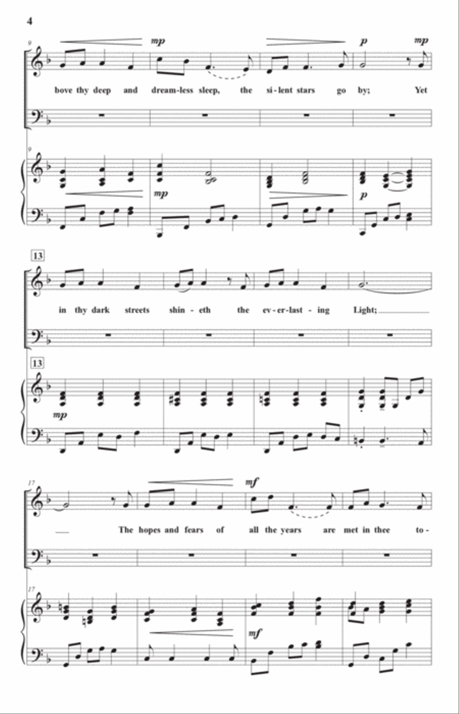 How Still We See Thee Lie SATB (O Little Town of Bethlehem) 4-Part scores gallery preview page 4