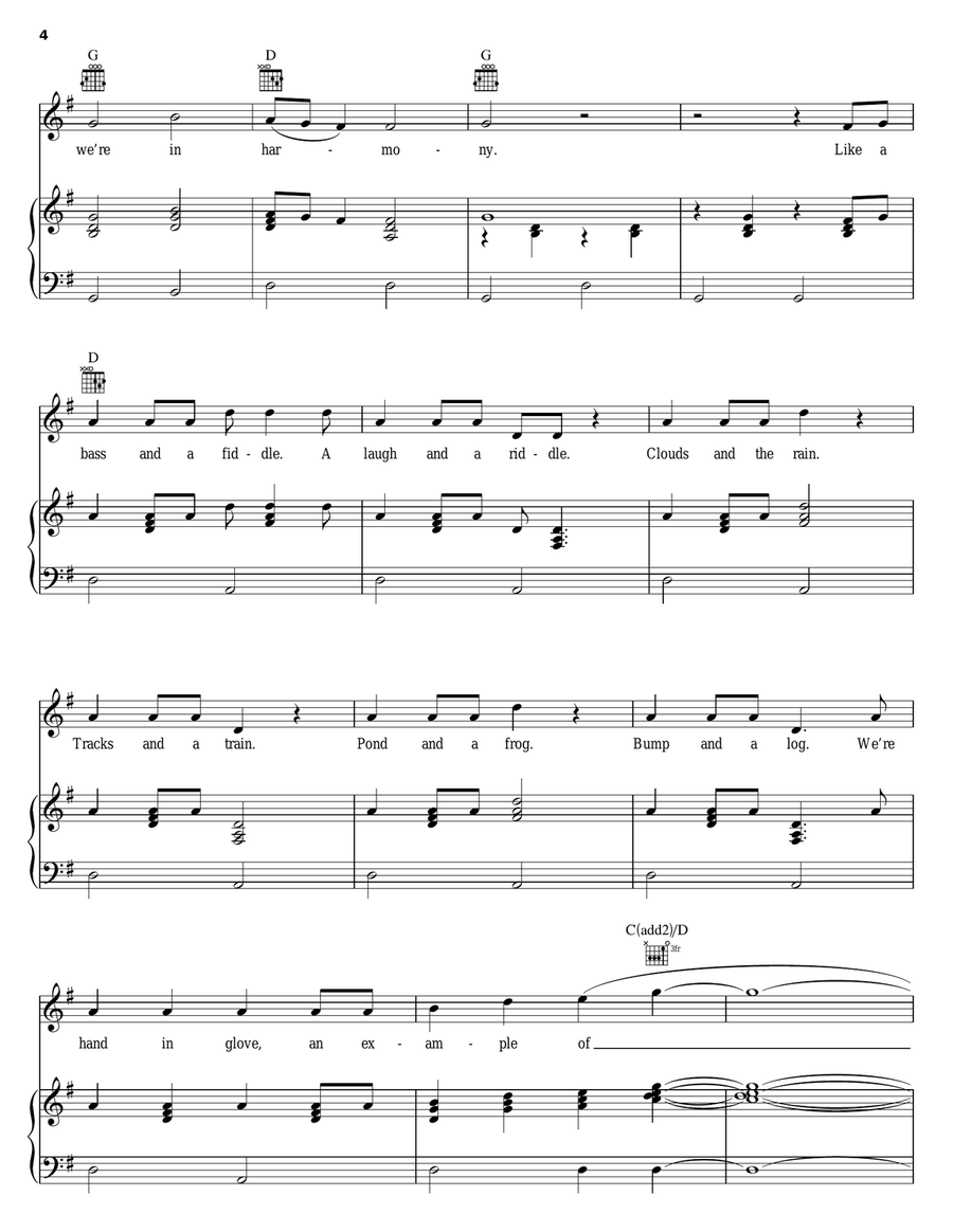We're In Harmony Piano, Vocal, Guitar scores gallery preview page 4