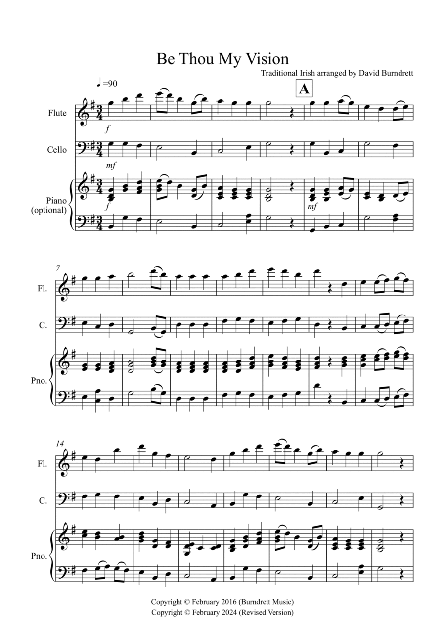 Be Thou My Vision for Flute and Cello Duet Flute scores gallery preview page 1