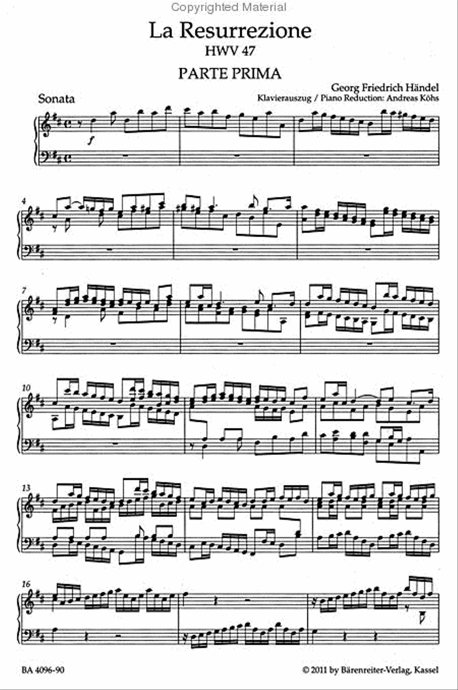 La Resurrezione HWV 47 4-Part scores gallery preview page 2