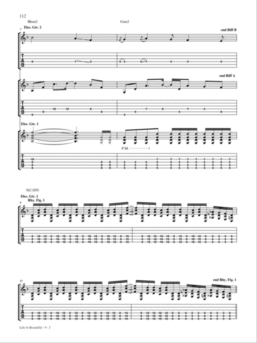 Life Is Beautiful Guitar Tablature scores gallery preview page 2