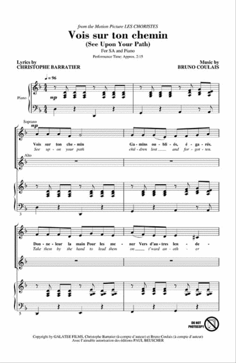 Vois sur ton chemin (See Upon Your Path) SA scores gallery preview page 2