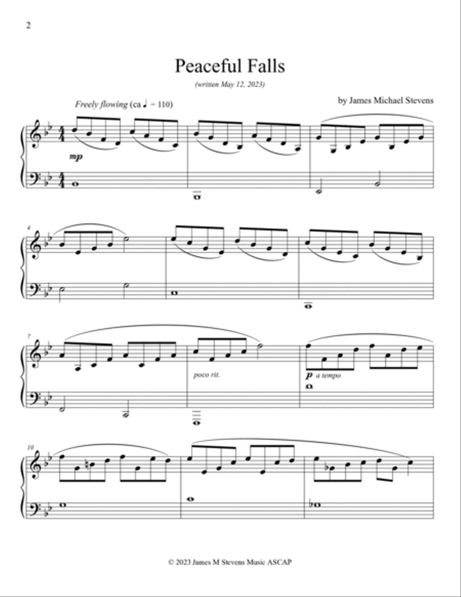 Peaceful Falls Peaceful Falls Piano Solo scores gallery preview page 2