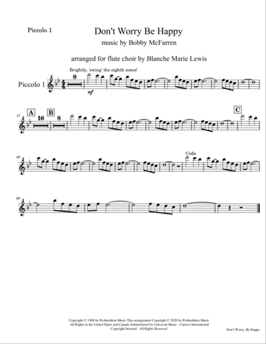 Don't Worry, Be Happy Woodwind Ensemble scores gallery preview page 5