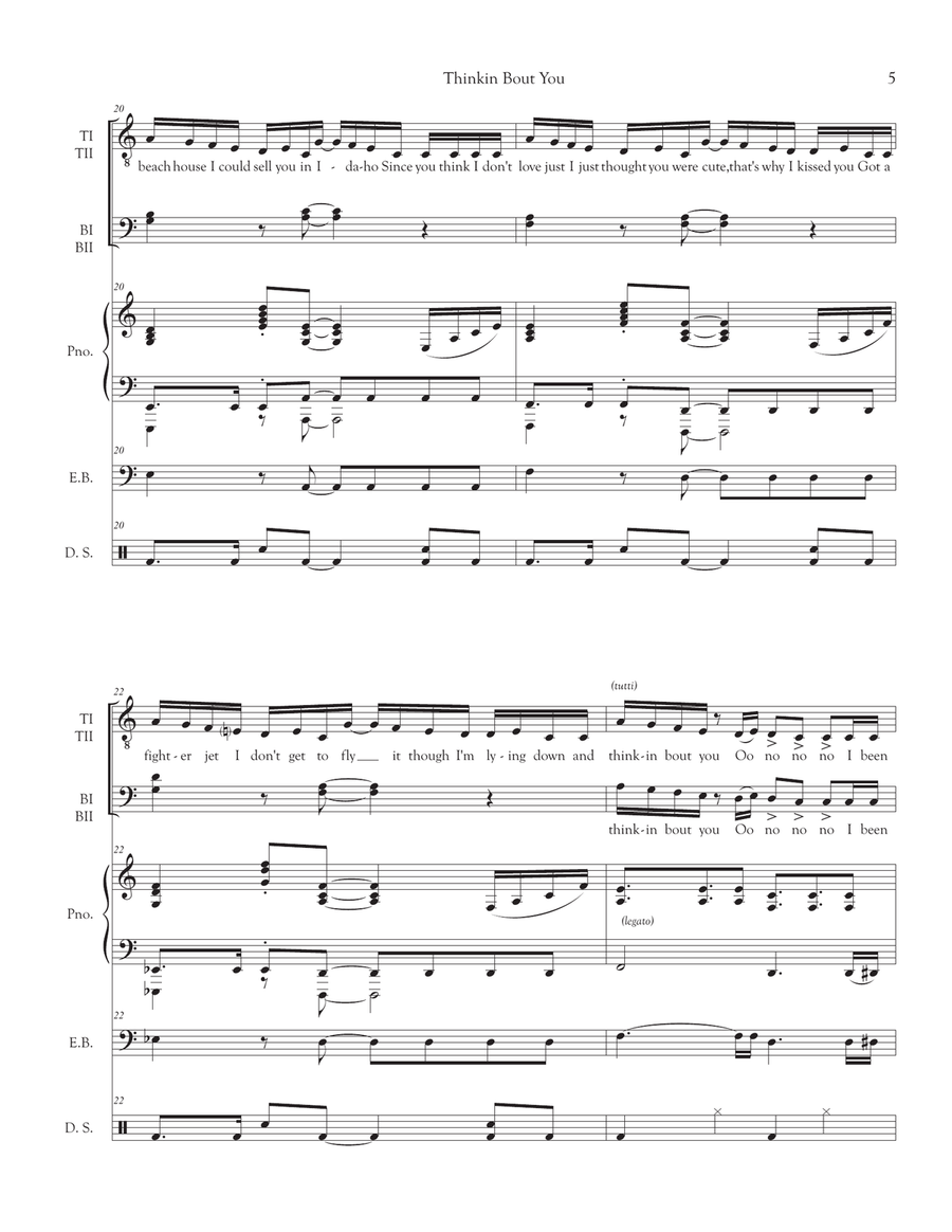 Thinkin' 'bout You TTBB scores gallery preview page 5