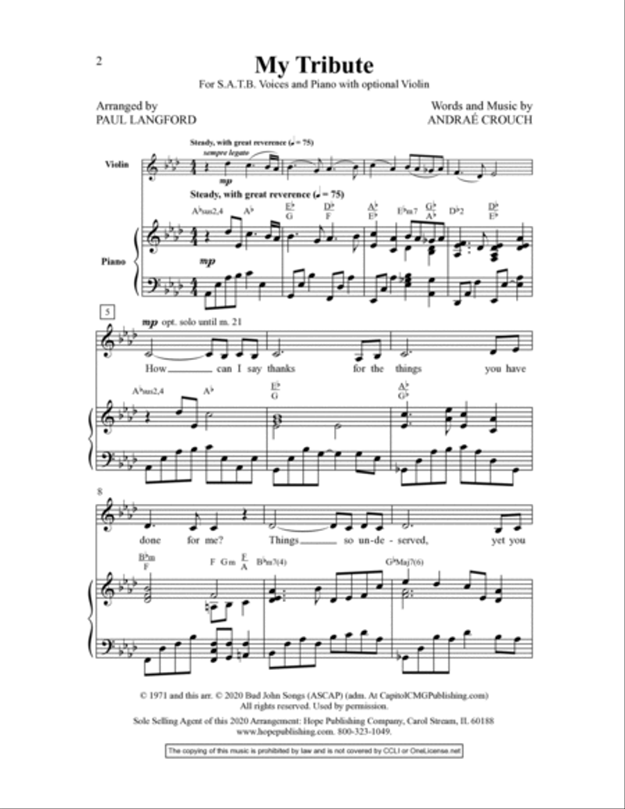 My Tribute My Tribute Choir scores gallery preview page 2