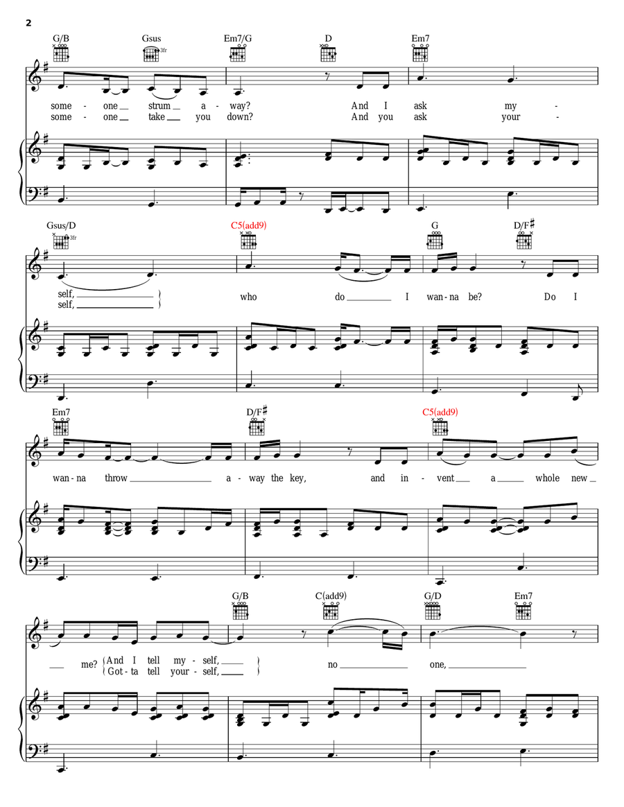 No One Piano, Vocal, Guitar scores gallery preview page 2