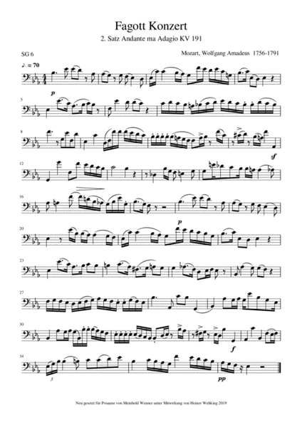 Trombone Solo Posaune Pieces Komponist born 1756-1757 - 12 Pieces Trombone Solo Posaune Soli Stü