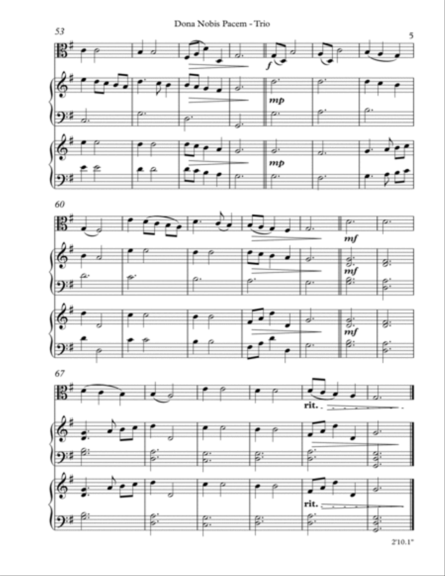 Dona Nobis Pacem, Trio for Viola, Harp, Piano Pedal Harp scores gallery preview page 5