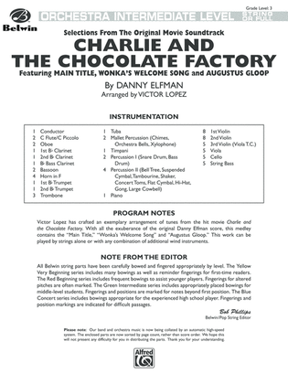 Book cover for Charlie and the Chocolate Factory, Selections from: Score