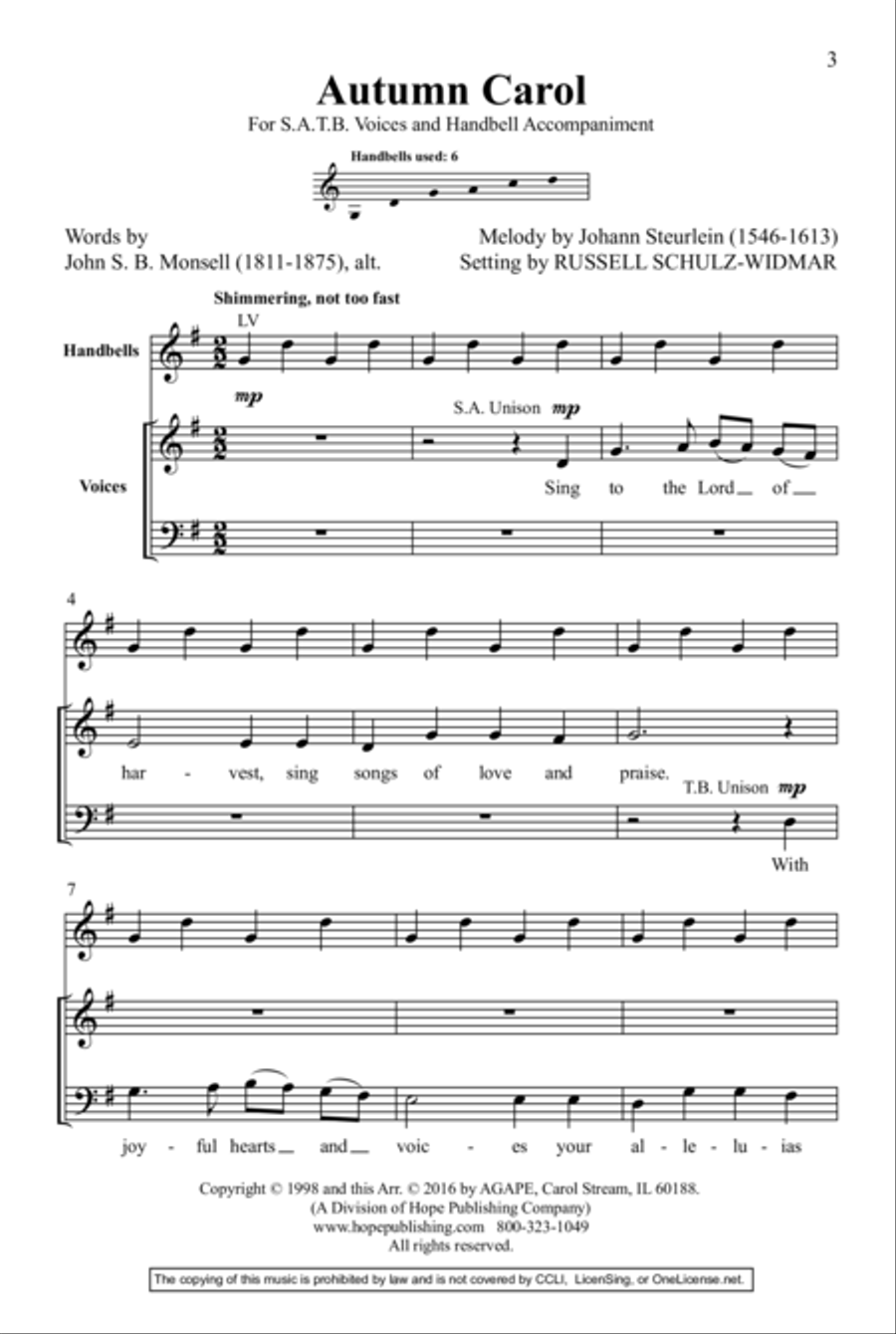 Autumn Carol 4-Part scores gallery preview page 2