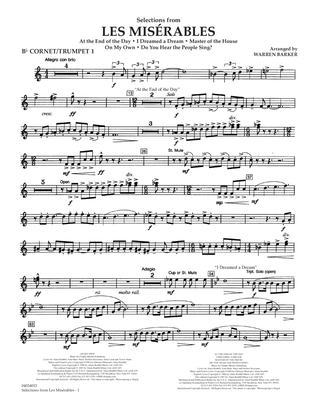 Selections from Les Misérables (arr. Warren Barker) - Bb Cornet/Trumpet 1