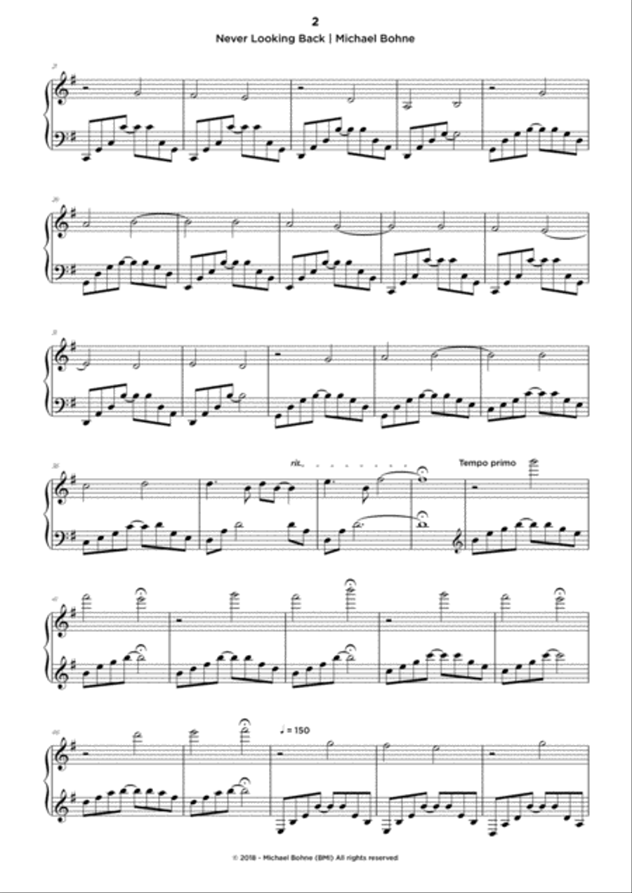 Never Looking Back Piano Solo scores gallery preview page 2