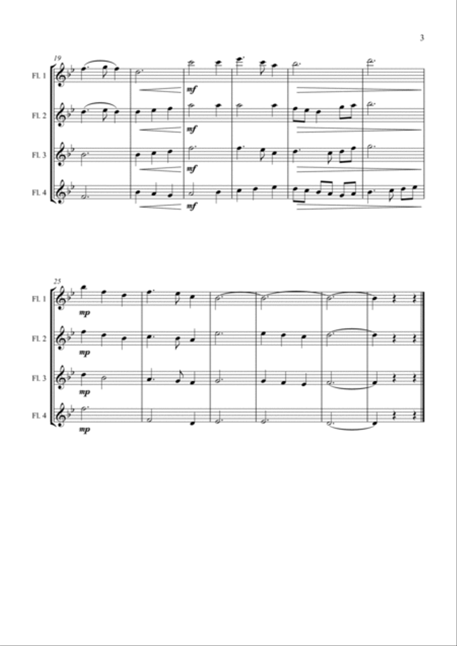 Carols for Four (or more) - Fifteen Carols for Flute Quartet Flute Quartet scores gallery preview page 5