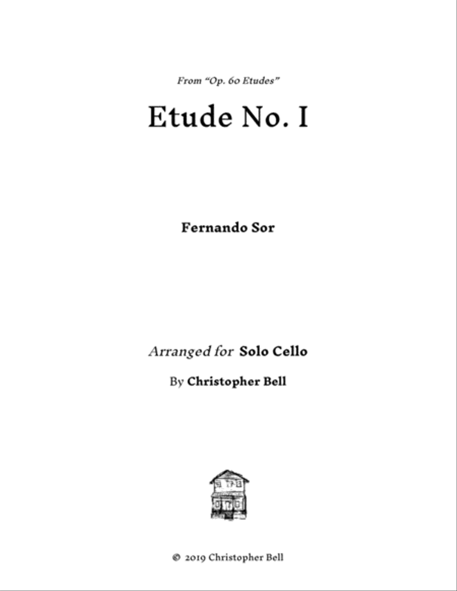 F. Sor - Op. 60 Etude No. 1 - Solo Cello Cello Solo scores gallery preview page 1