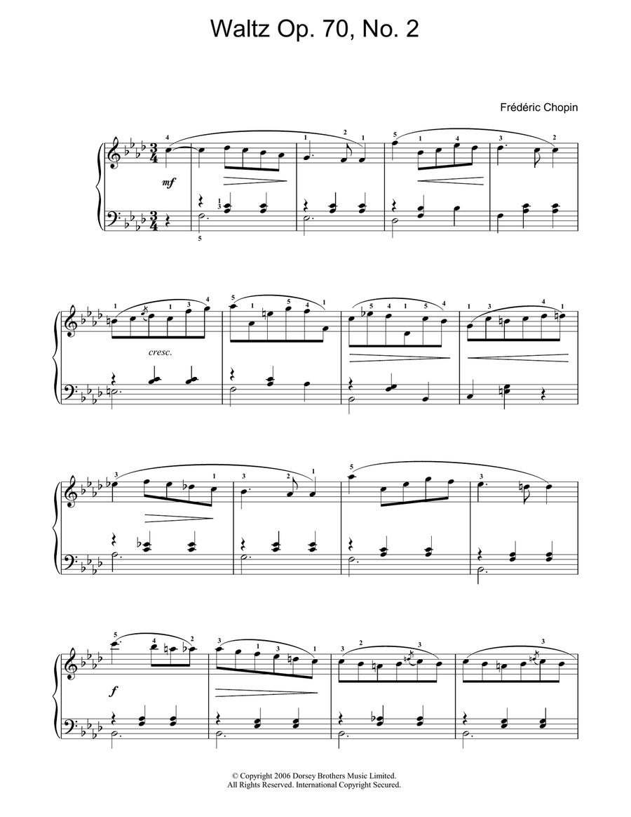 Waltz Op. 70, No. 2 Piano, Vocal, Guitar scores gallery preview page 1