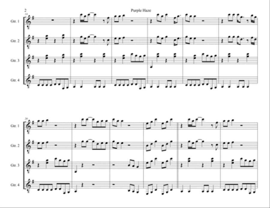 Purple Haze Purple Haze Guitar scores gallery preview page 4