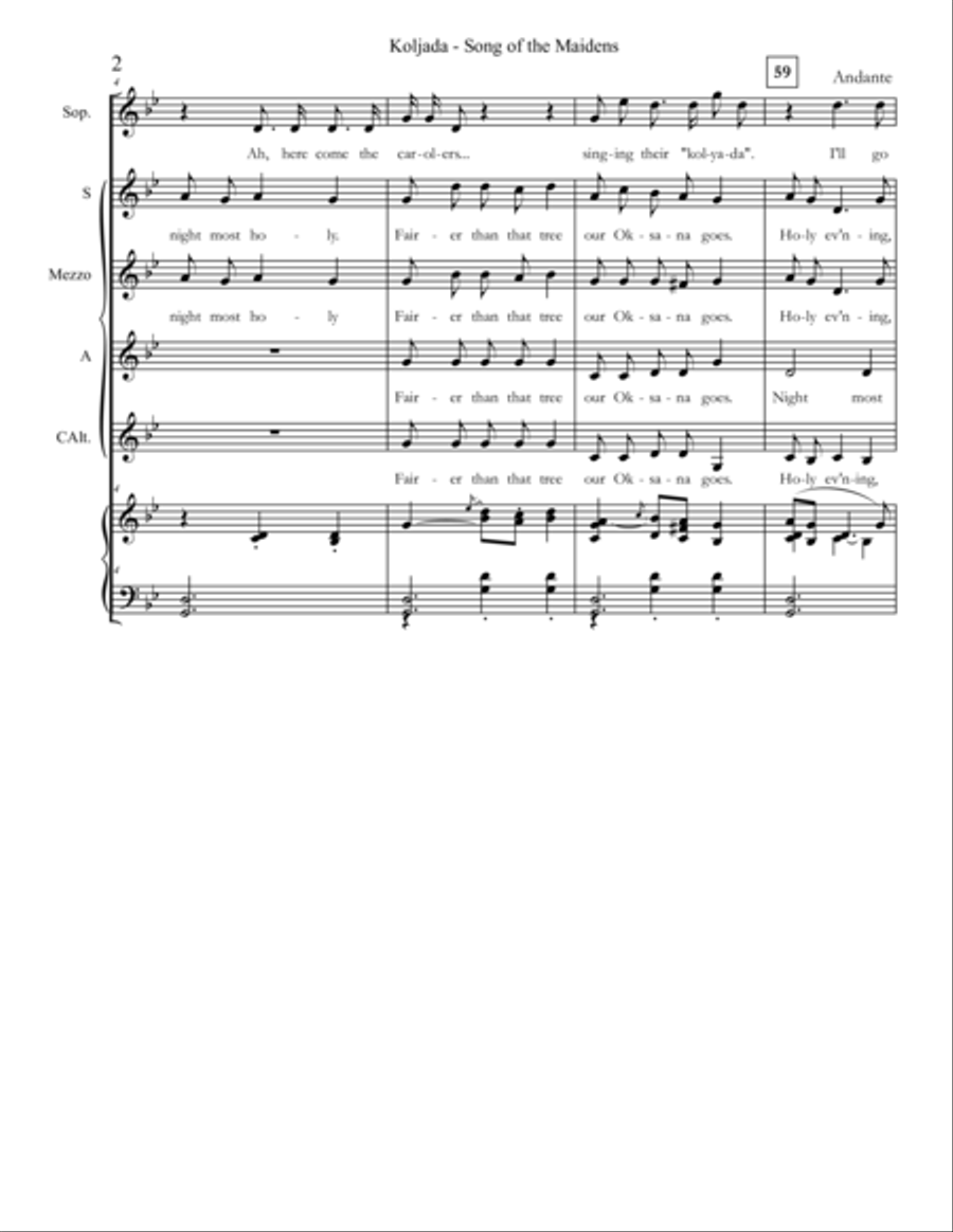 Koljada - Christmas Dance of the Russian Maidens Rimsky-Korsakov (Galiè) SSAA SSAA scores gallery preview page 2
